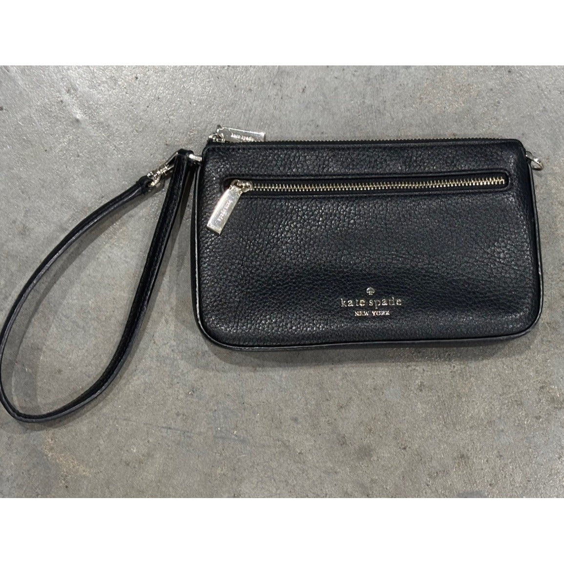 Kate Spade Leila Convertible Wristlet Wallet Purse Pebble Leather Black Clutch