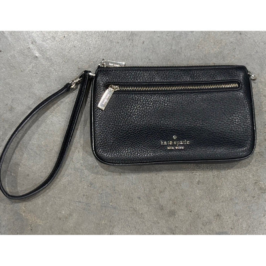 Kate Spade Leila Convertible Wristlet Wallet Purse Pebble Leather Black Clutch
