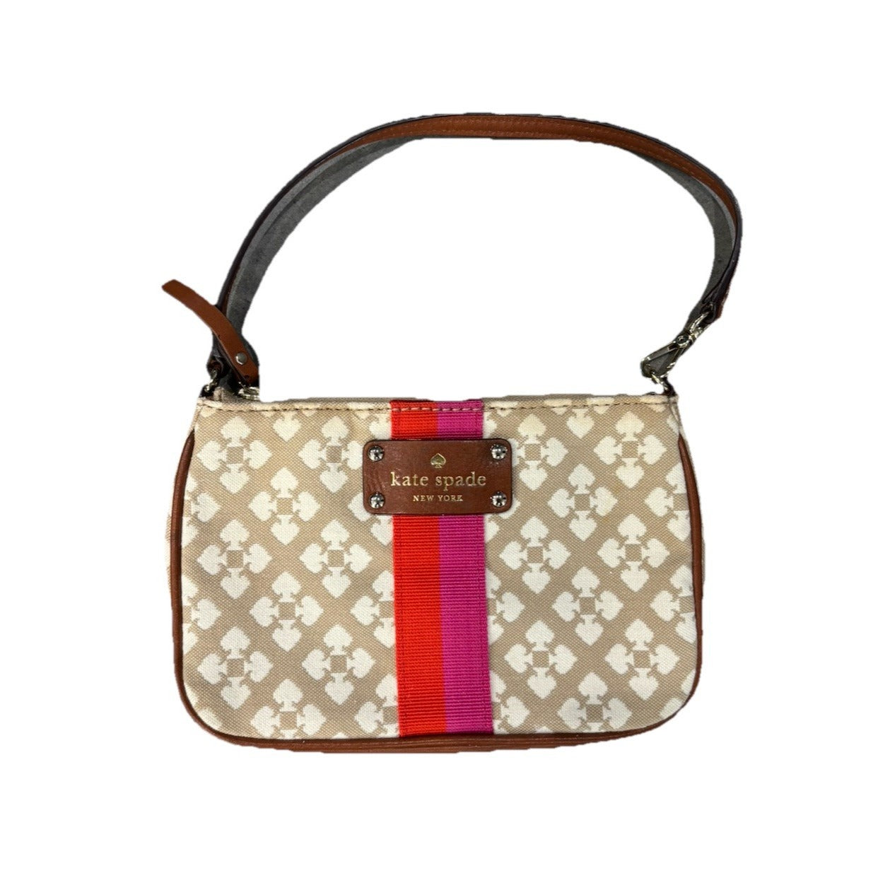 Kate Spade Classic Monogram Linet Wristlet Stucco Clutch Purse