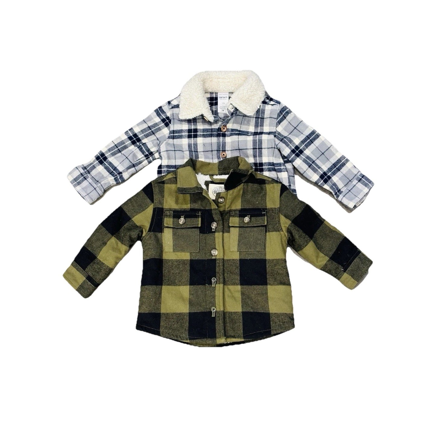 Lot Of 2 Baby Boy Flannel shirts Outdoor Kids And Carters Size 12M