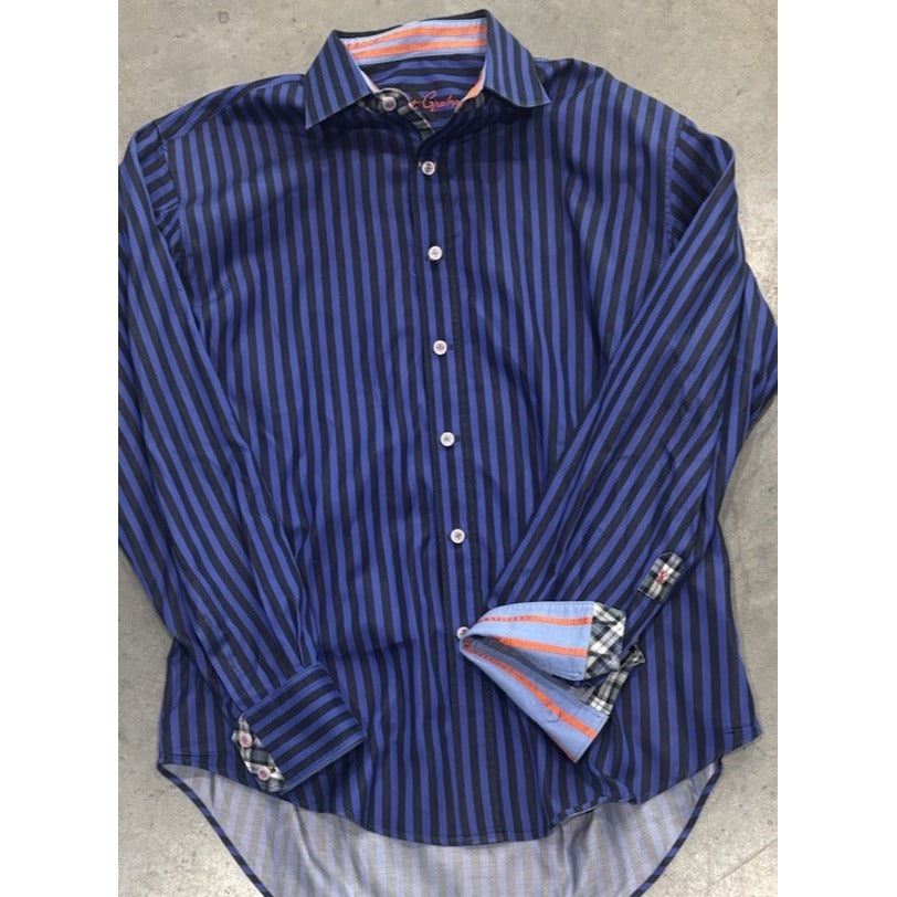 Robert Graham Blue Striped Shirt Long Sleeve Size Medium