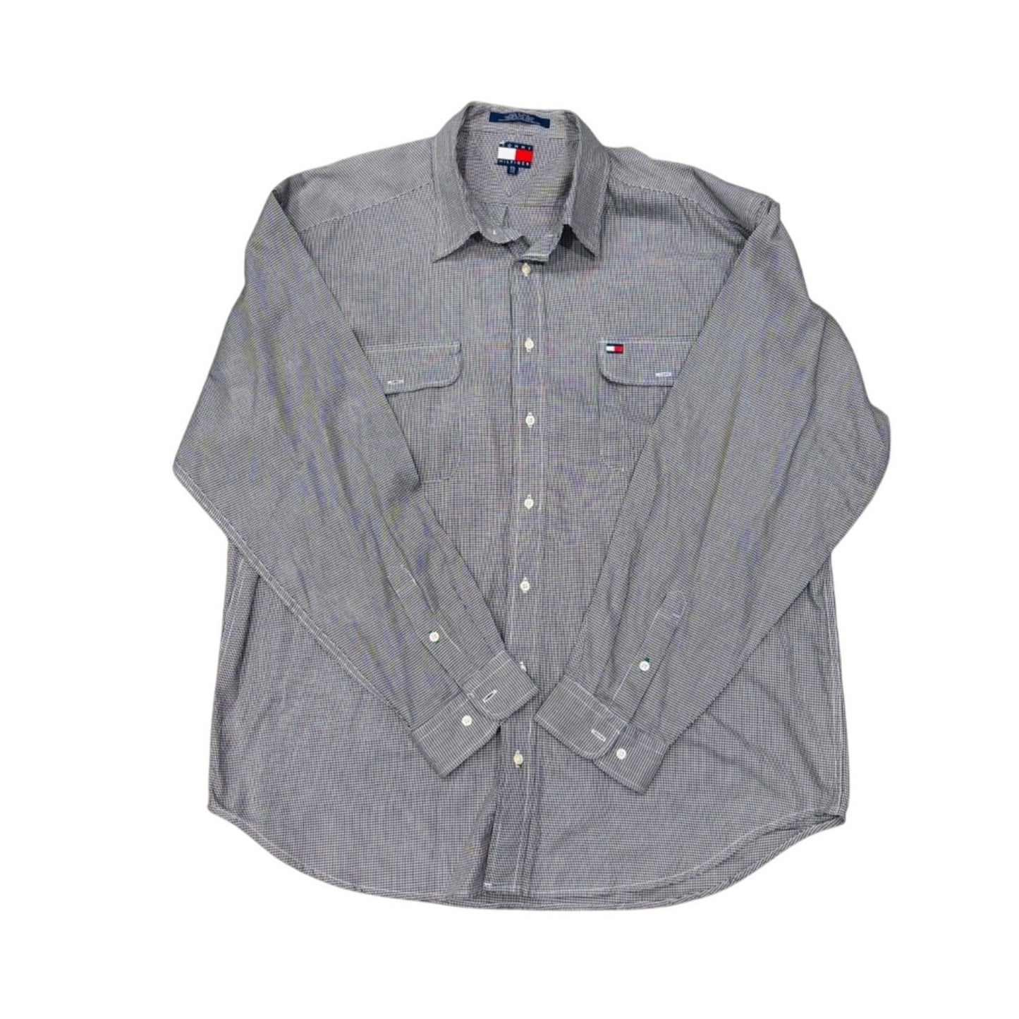 Tommy Hilfiger Mens Gingham Checkered Long Sleeve Button-Up Shirt Size 2XL