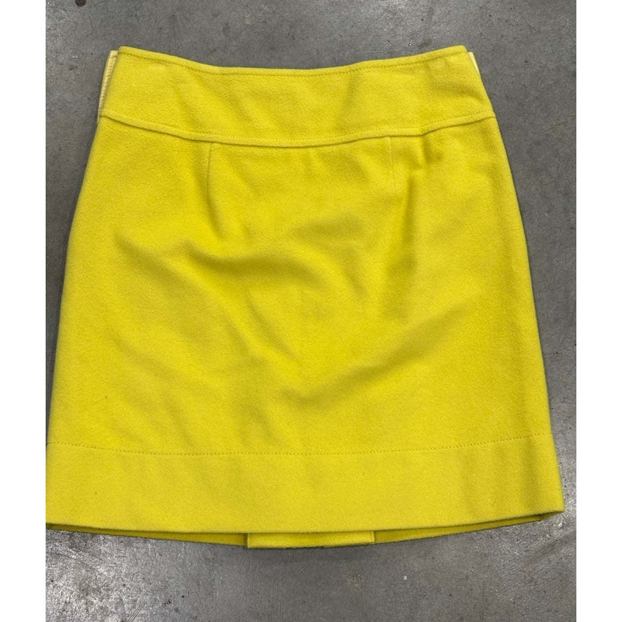 J Crew Mini Skirt Side Button Wool Blend Pockets Lined Women's SZ 2 Chartruse