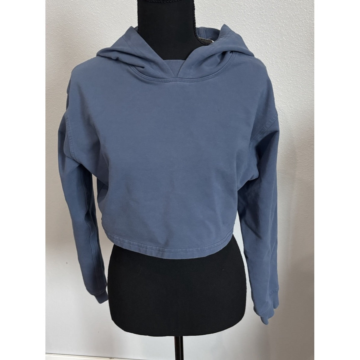 Lululemon Crop Hoodie Scuba Size 6 Pullover Sweatshirt Oversized Boxy Blue Gray