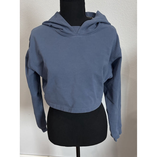 Lululemon Crop Hoodie Scuba Size 6 Pullover Sweatshirt Oversized Boxy Blue Gray