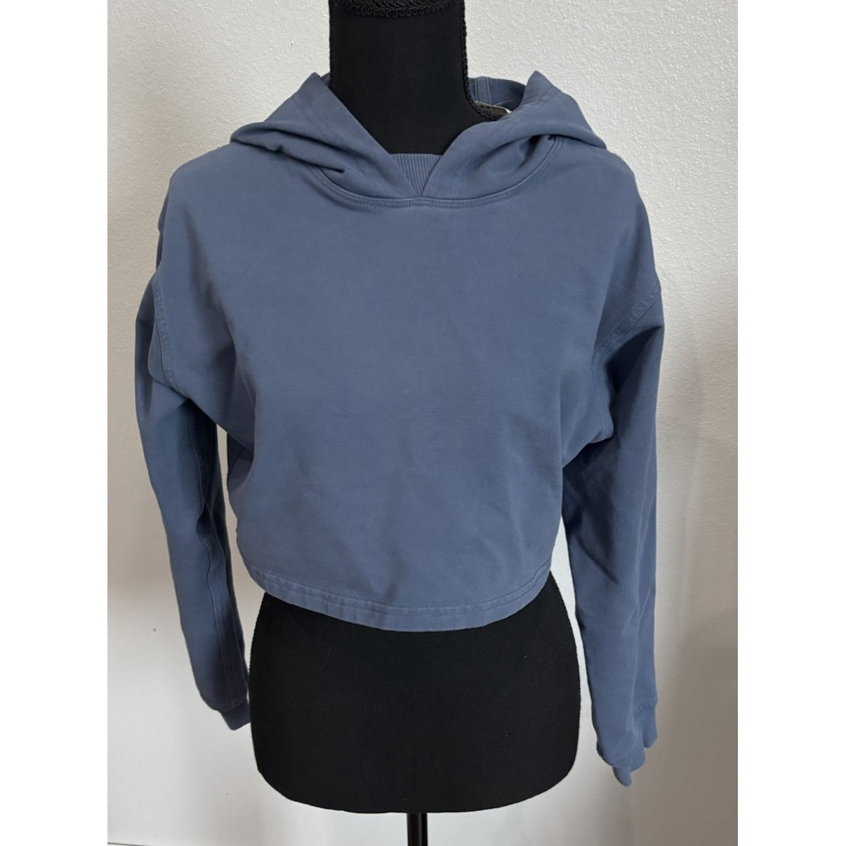 Lululemon Crop Hoodie Scuba Size 6 Pullover Sweatshirt Oversized Boxy Blue Gray