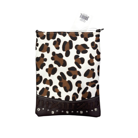 Leopard Print Crossbody Bag With Rhinestones & Adjustable Strap