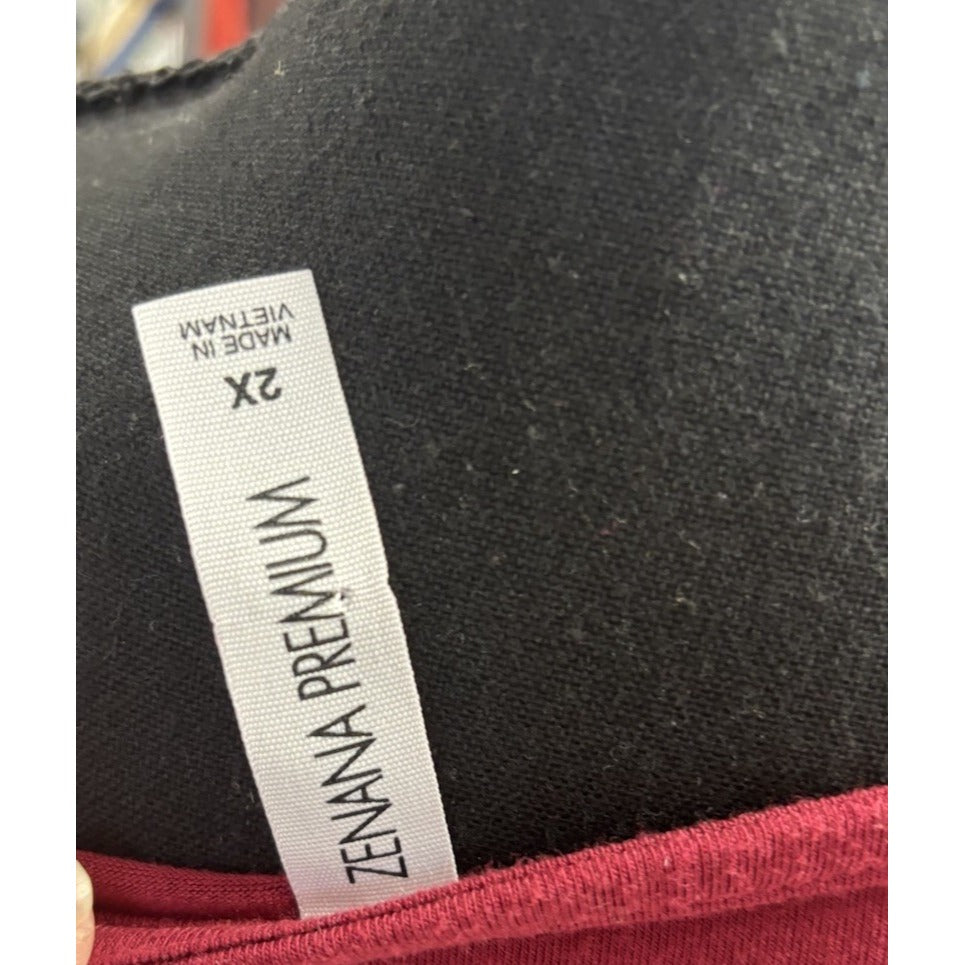 Zenana Premium Maroon Top Button Accent 3/4 Sleeve Size 2XL