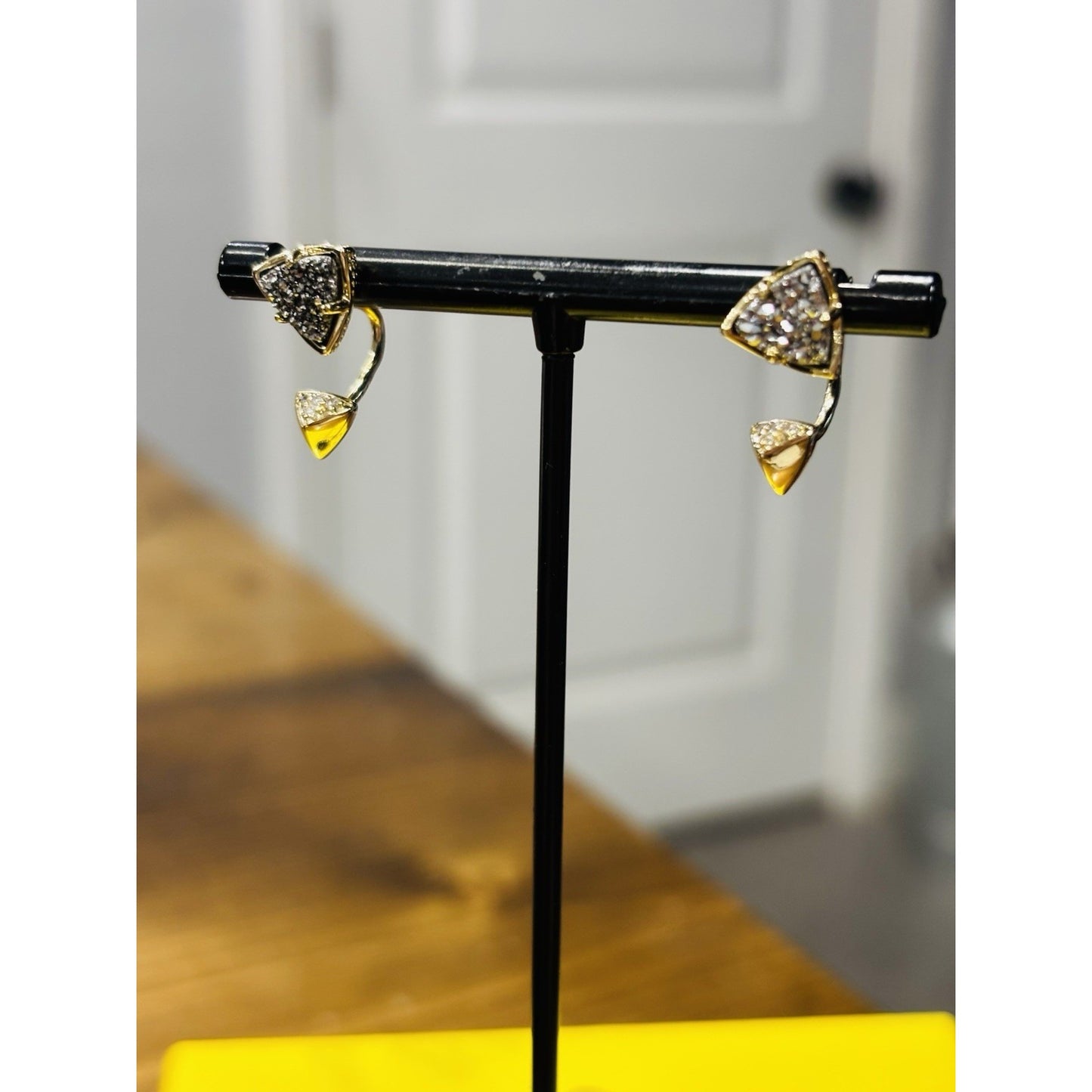 New Kendra Scott Perry Ear Gold Jacket Earrings In Black Drusy