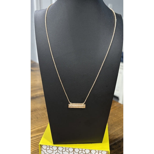 Kendra Scott Leonor Rose Gold Adjustable Bar Necklace In Champagne Drusy