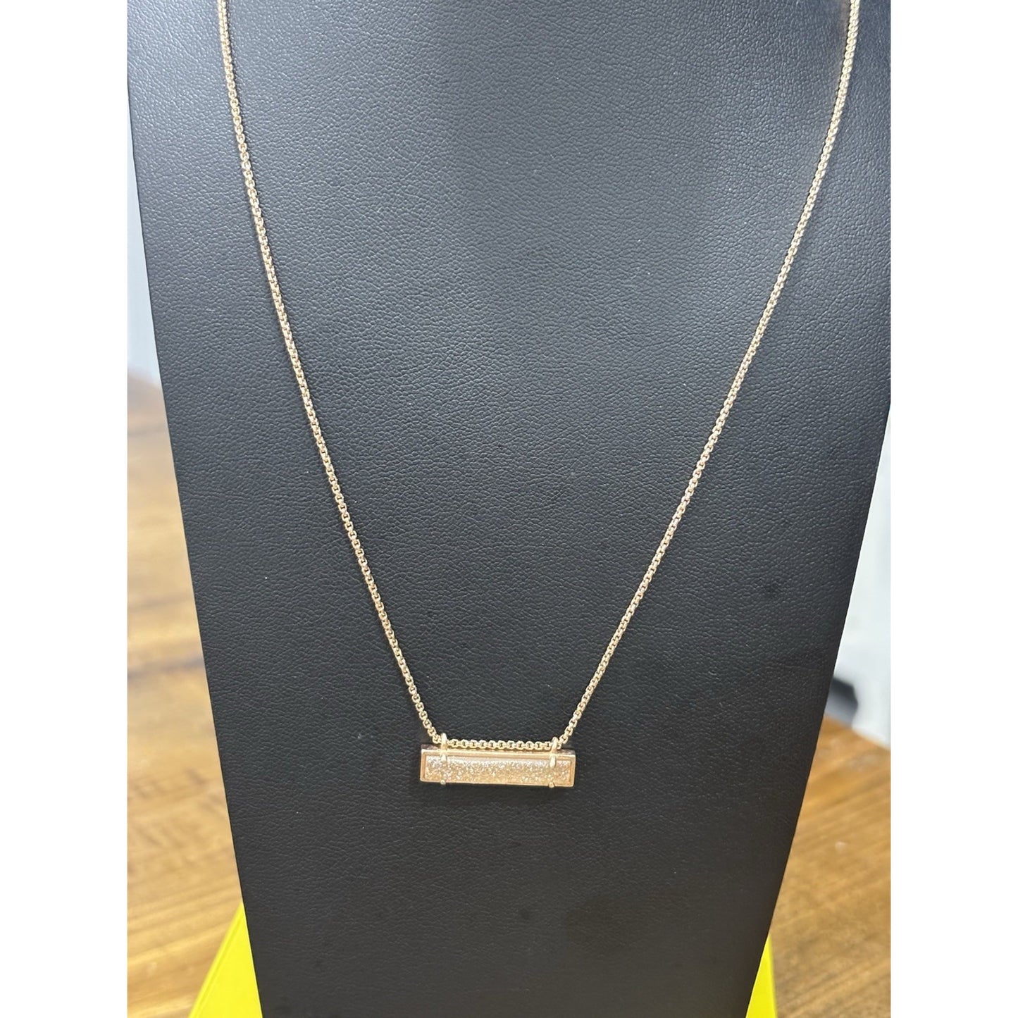 Kendra Scott Leonor Rose Gold Adjustable Bar Necklace In Champagne Drusy