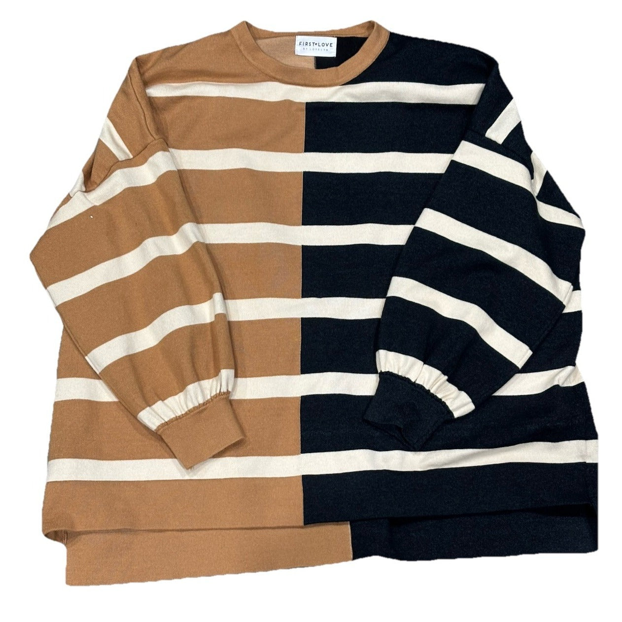 My First Love Oversized Mocha And Black Striped Sweater Size Medium
