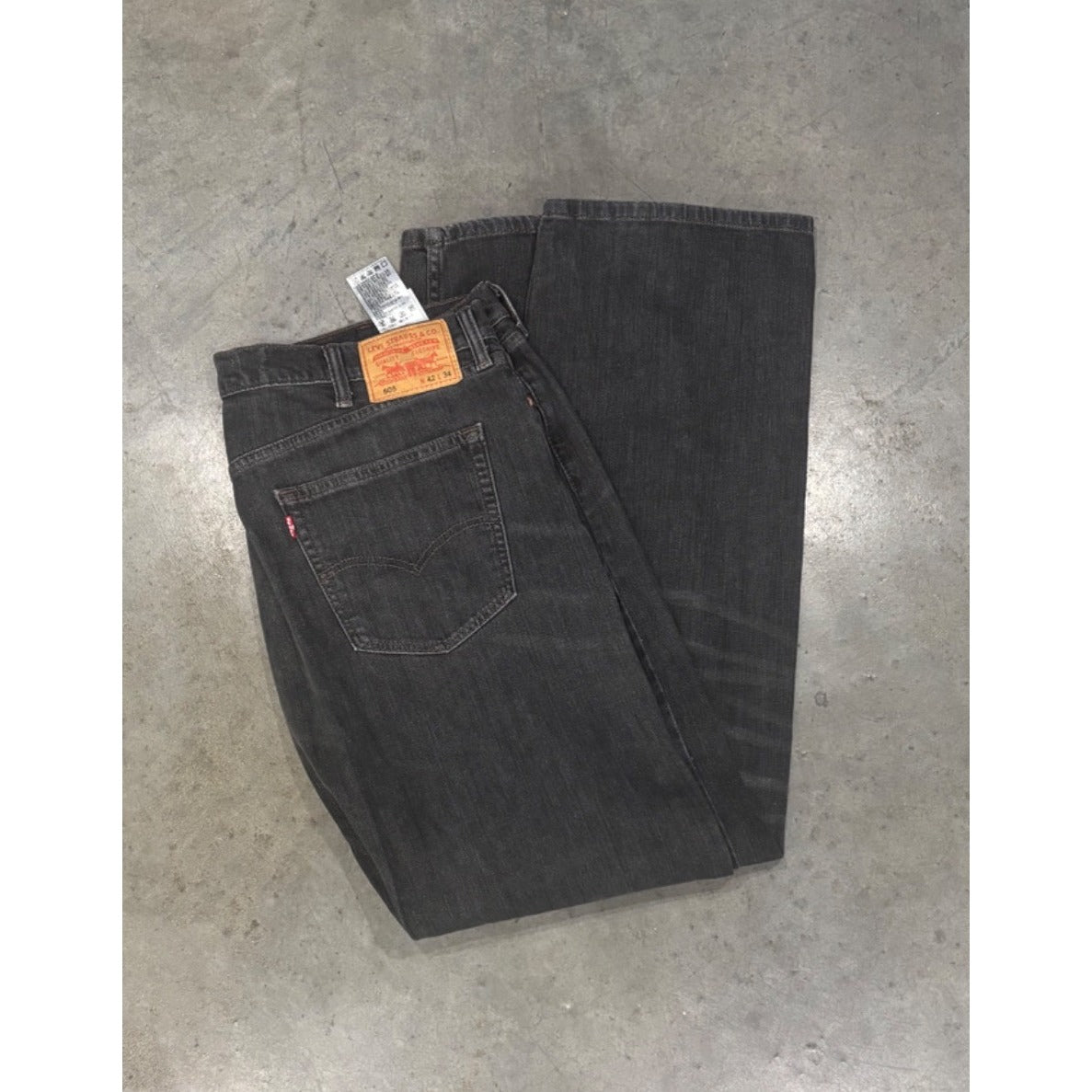 Levis 505 Regular Fit Mens Jeans W42 L34 Black Denim