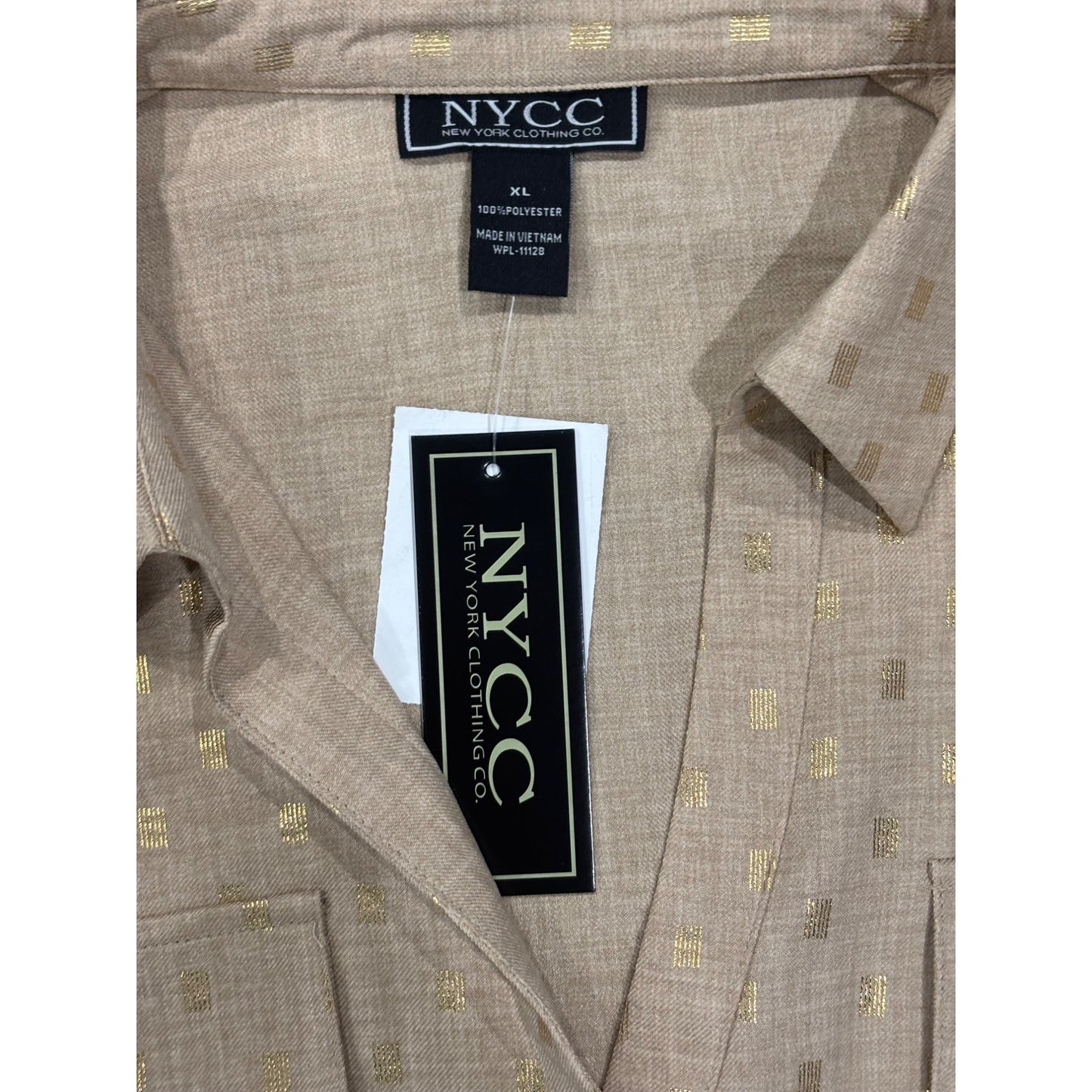 NYCC Womens Gold Dot Short Sleeve Button-Up Shirt Size XL