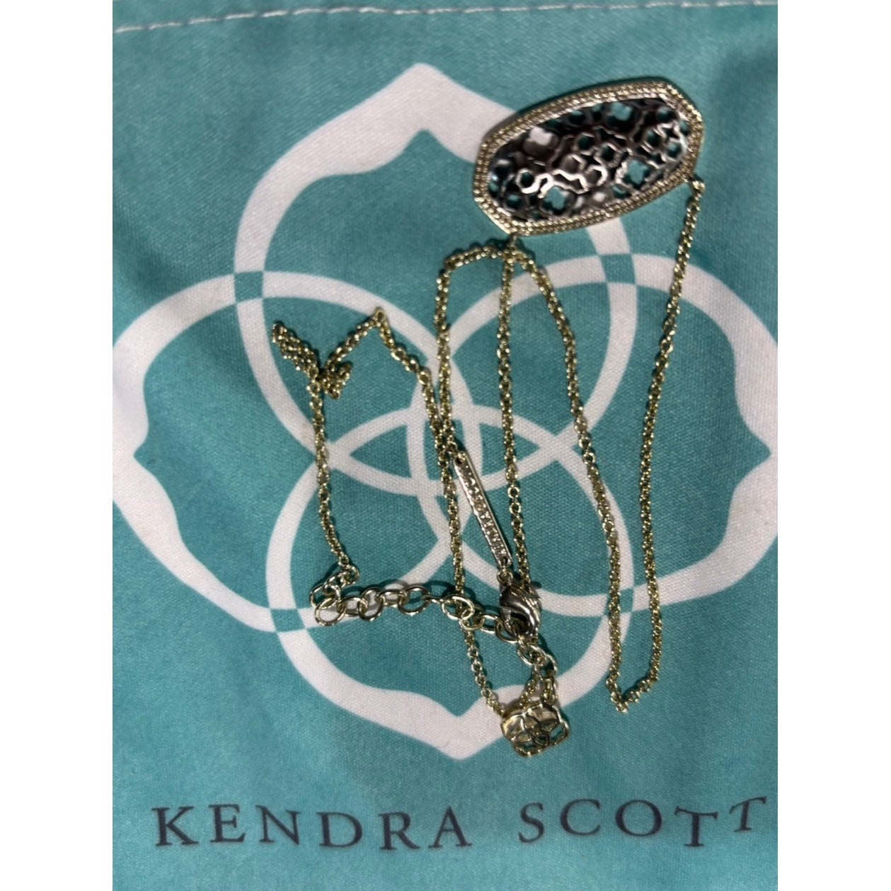 Kendra Scott Dollie Gold and Silver Filigree Pendant Necklace