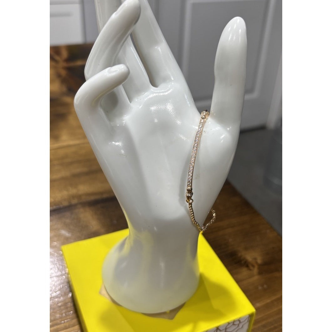 Kendra Scott Ott Adjustable Chain Bracelet clear crystal Rose Gold