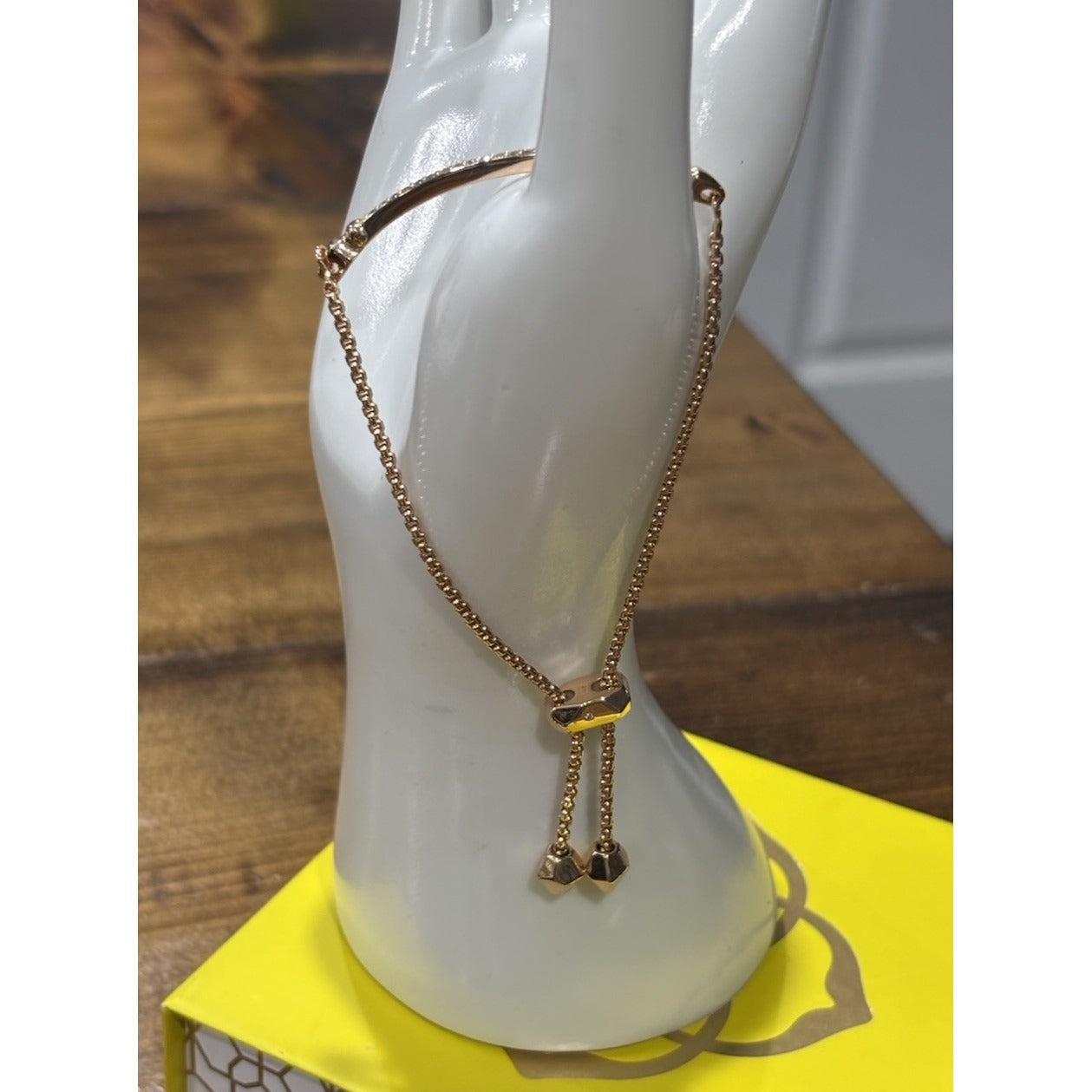 Kendra Scott Ott Adjustable Chain Bracelet clear crystal Rose Gold