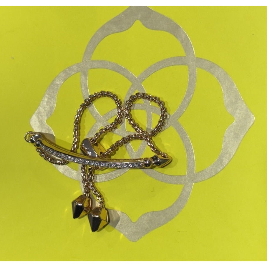 Kendra Scott Ott Adjustable Chain Bracelet clear crystal Rose Gold