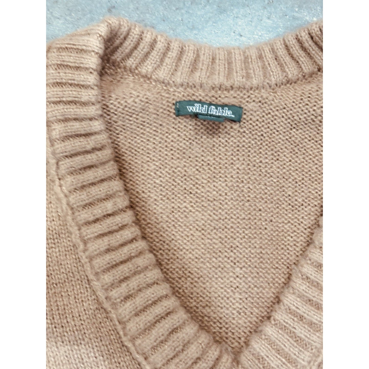 Women's V-Neck Fuzzy Oversized Pullover Sweater - Wild Fable Brown Size XL