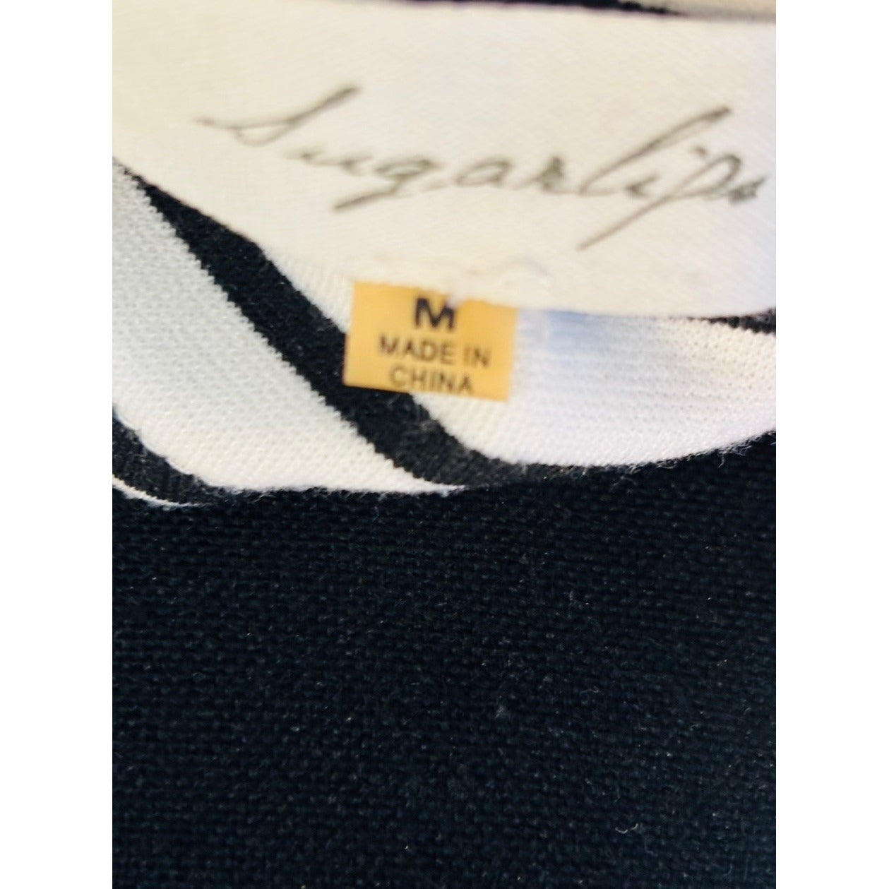 Sugarlips Womens Bodycon Dress Size M Black and White Striped Jersey