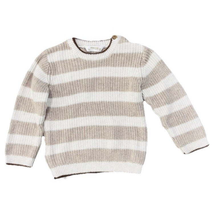 Mayoral Baby Boy Cream And Brown Stripe Sweater H&M Linen Pants Size 12M
