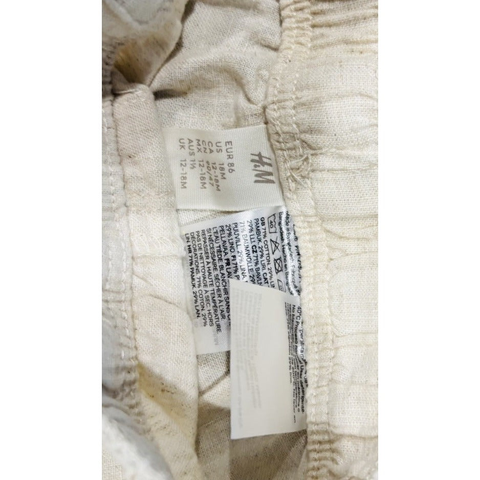 Mayoral Baby Boy Cream And Brown Stripe Sweater H&M Linen Pants Size 12M