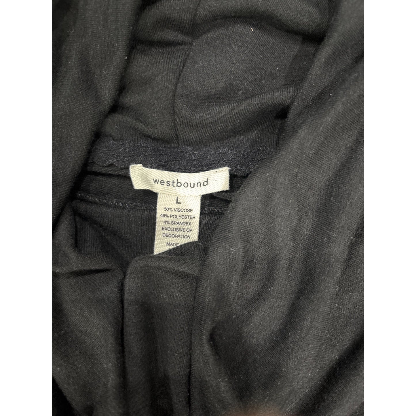 Westbound Black Cowl Neck Long Sleeve Tunic Top M Viscose/Polyester