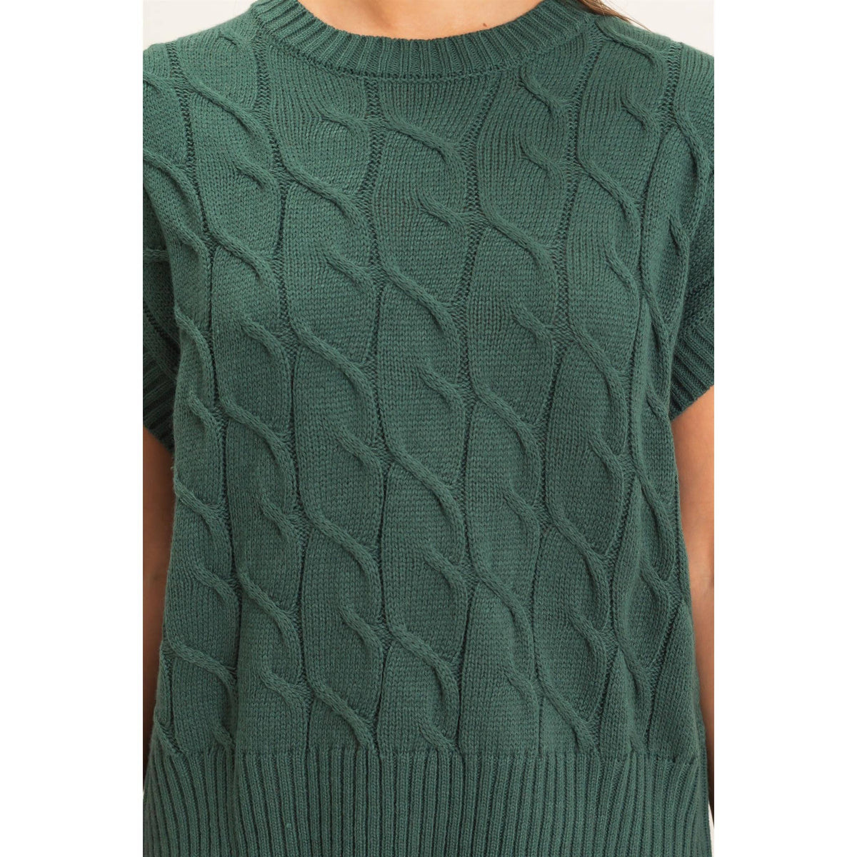 Double Zero Cable Knit Cap Sleeve Sweater