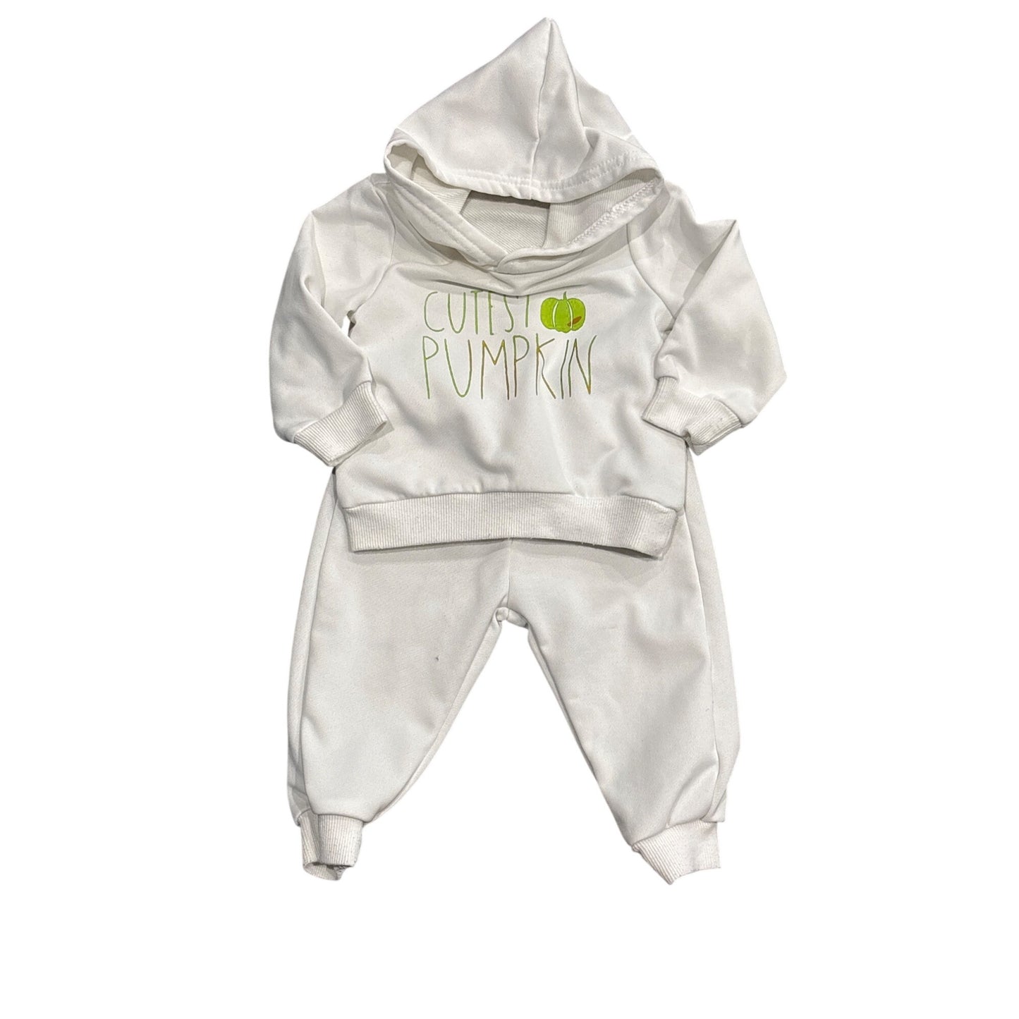 Toddler Hoodie & Jogger Set 6-9M White "Cutest Pumpkin" 100% Polyester