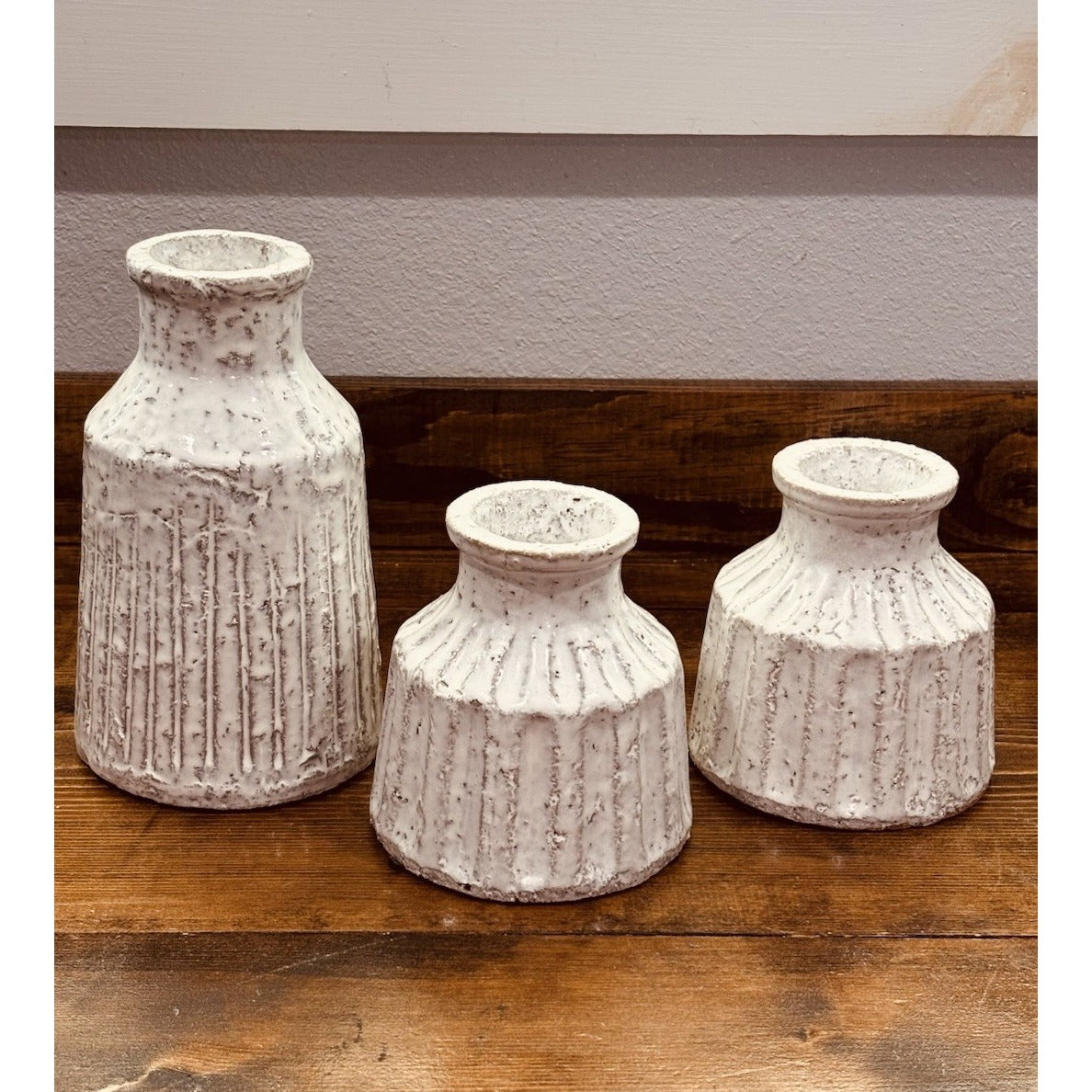 White decorative Set Of 3 Tercotta Pottery  Lot