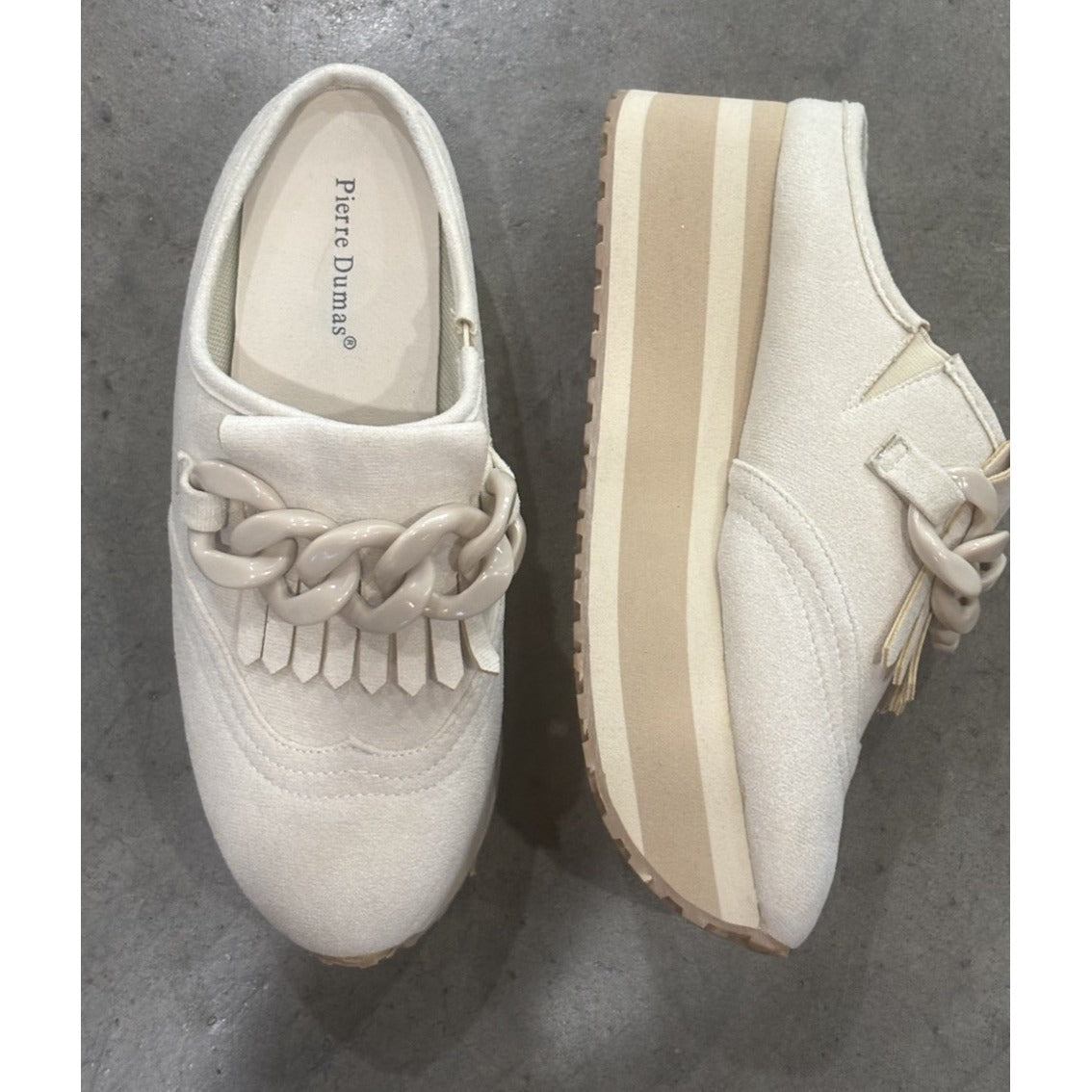 Pierre Dumas Ivory Paloma-1 Women's Elevated 2 inch Platform Sneakers, Size 6.5