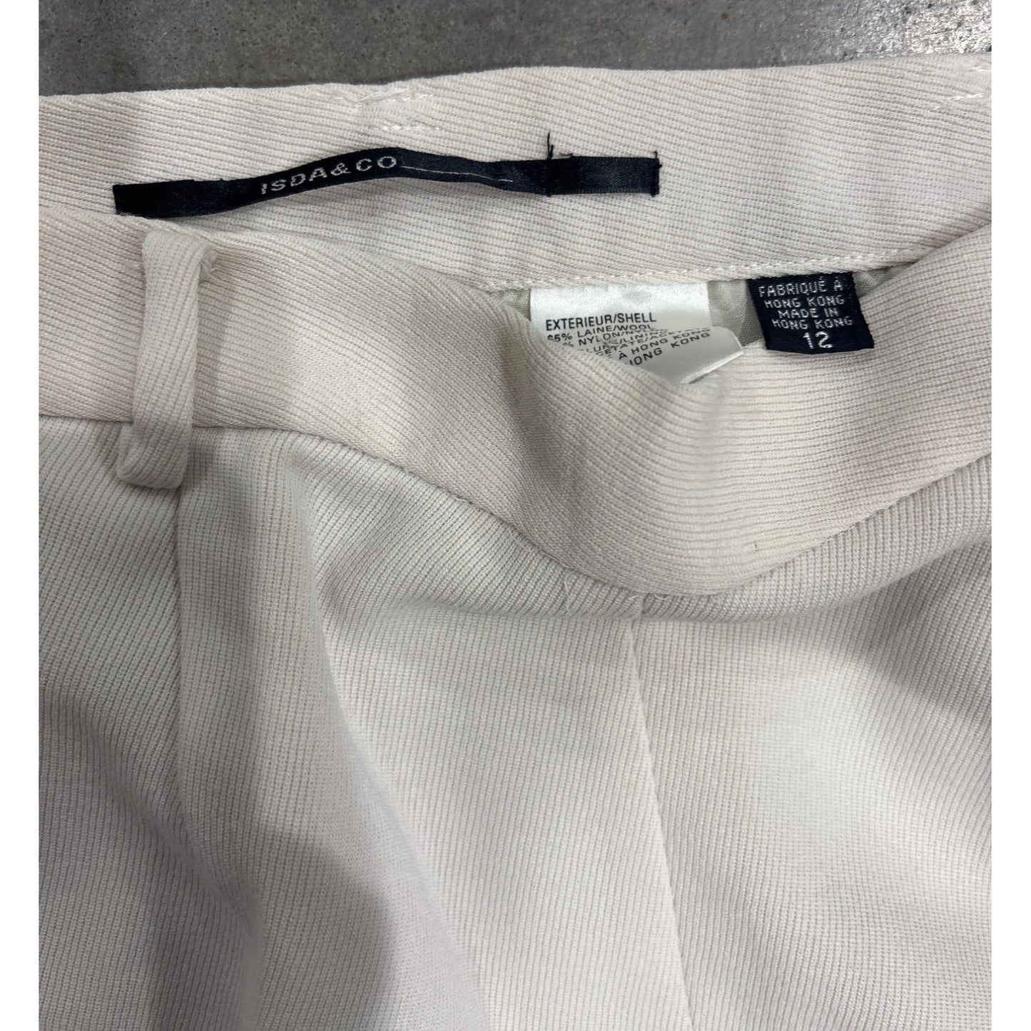 Womens Isda & Co High-Waisted Trousers Size 12 Cream Wool Blend