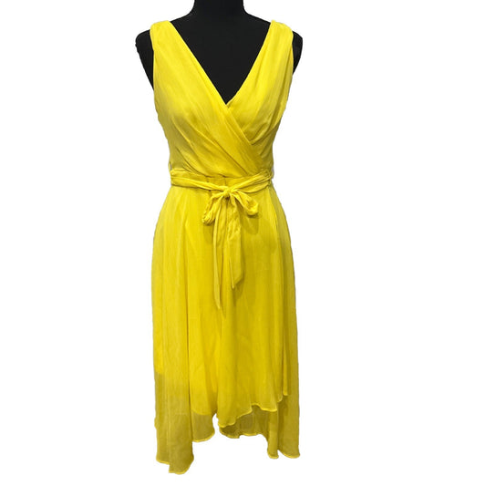 DKNY Women's Sleeveless Faux-Wrap Dress (Sunshine, 2) NWT
