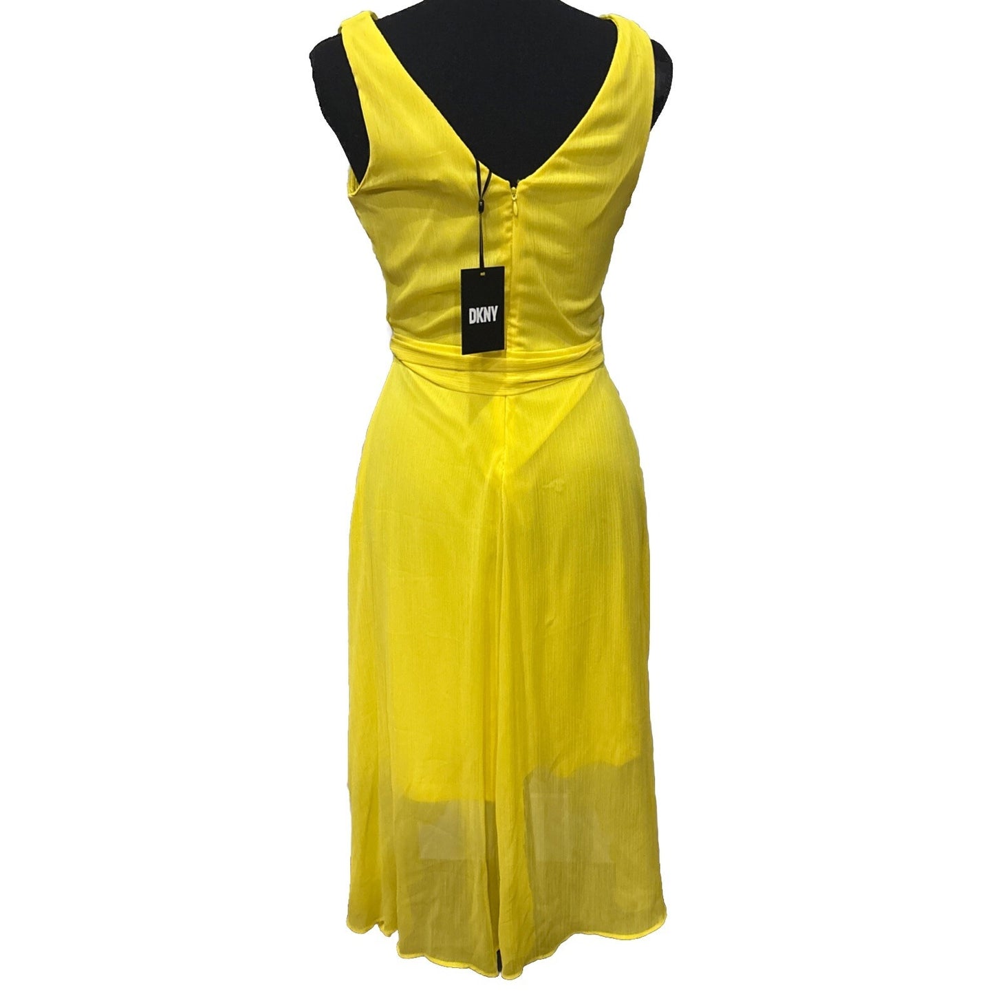 DKNY Women's Sleeveless Faux-Wrap Dress (Sunshine, 2) NWT