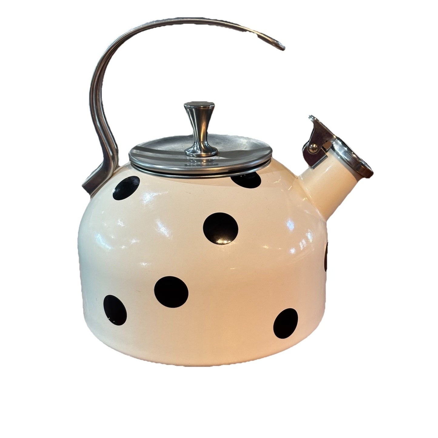 Kate Spade Lenox Tea Kettle. New York Deco Dot. Black Dots.