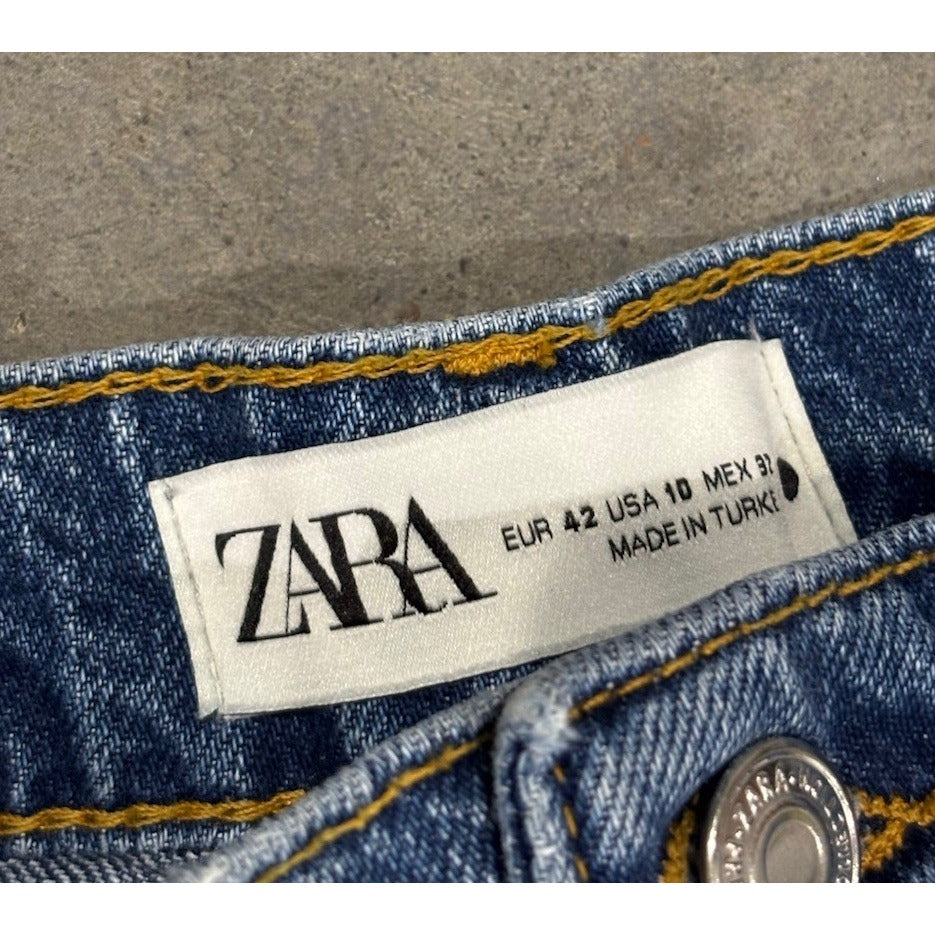 Zara Woman’s Wide Leg Jeans High Waisted Size 10 Raw Hem