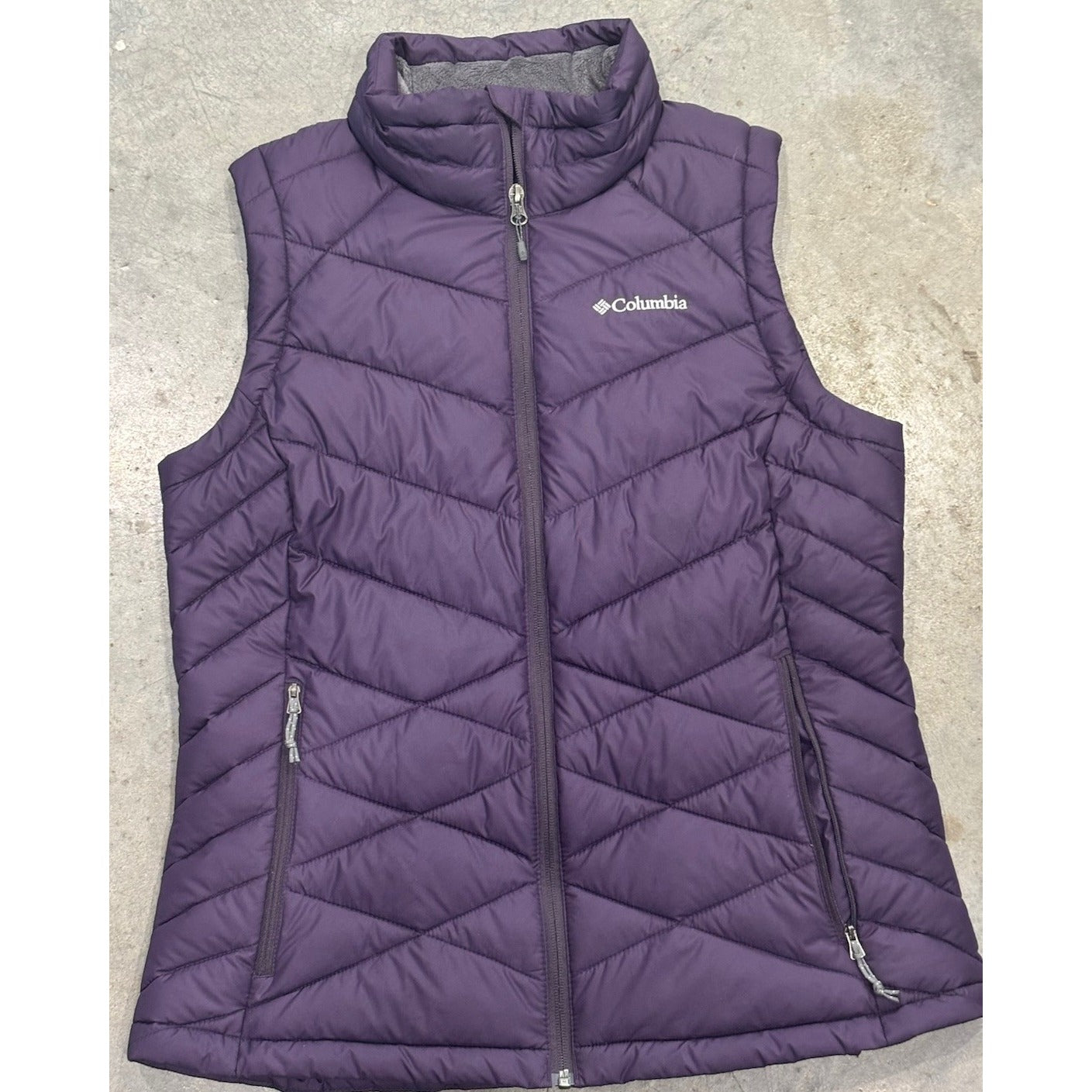 Columbia Puffer Vest Womens Large Purple Omni Heat