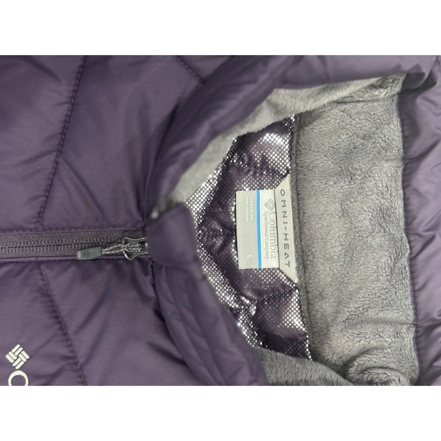 Columbia Puffer Vest Womens Large Purple Omni Heat