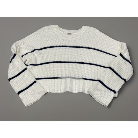Moon & Madison Knit Cropped Sweater Women's Large Dark Blue Stripes