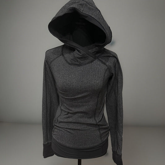 LULULEMON THINK FAST HOODIE, GRAY, SIZE 2