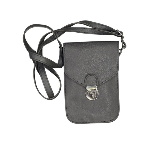 Gray Faux Leather Crossbody Bag With Buckle & Clear Window