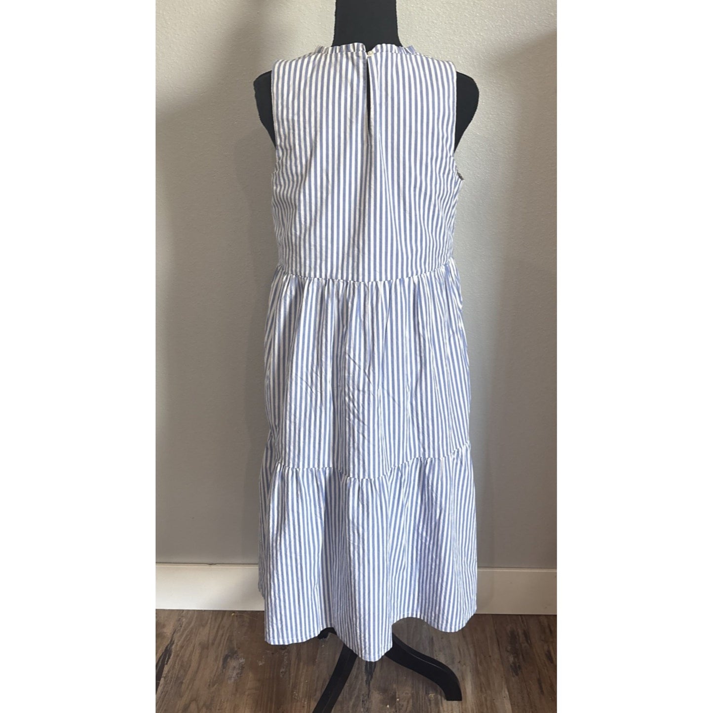 J.Crew Sleeveless Dress Midi Striped Tiered Lined Pockets Cotton Size 6