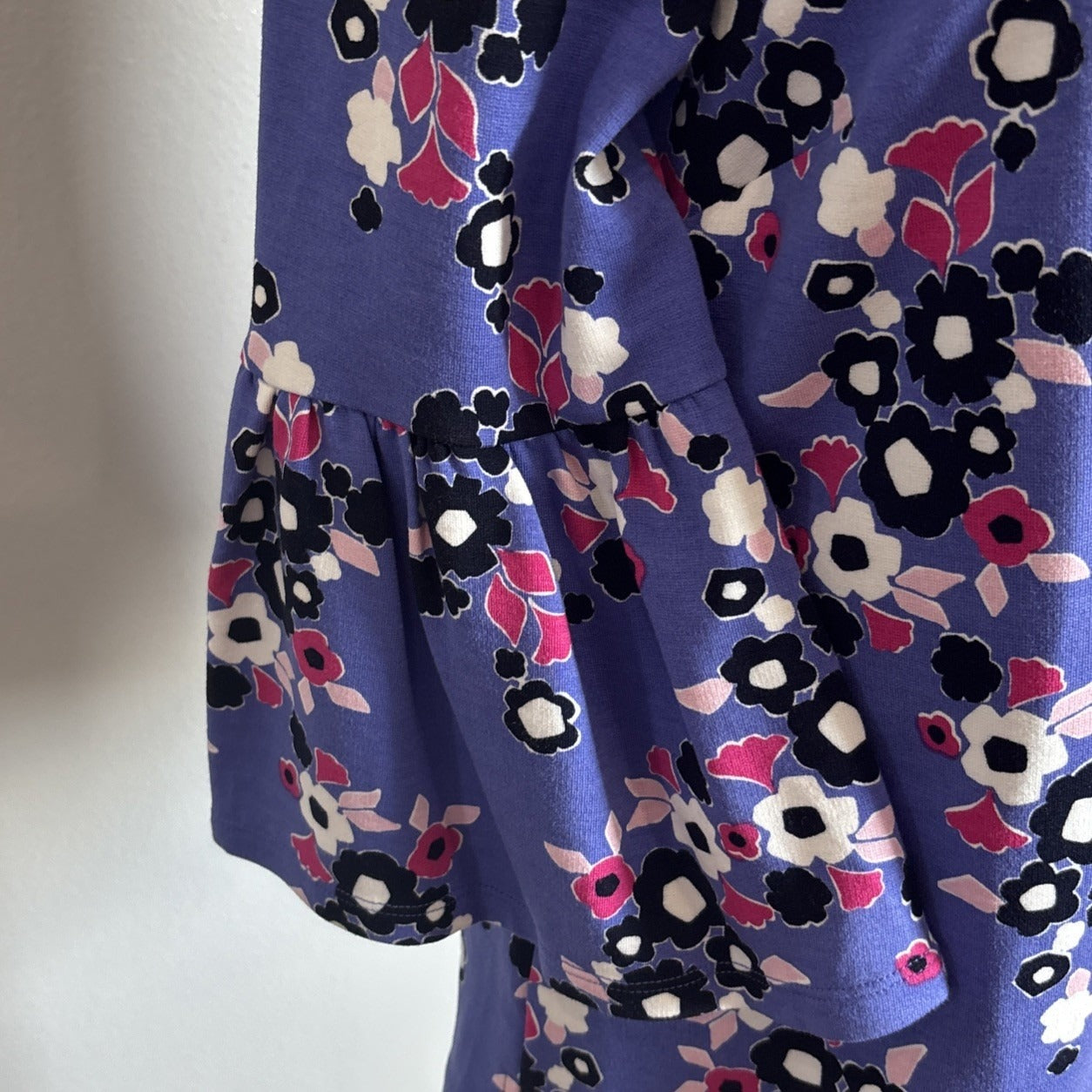 Crown & Ivy Top women's blue, Purple Floral patterned Long Bell Sleeve NWT