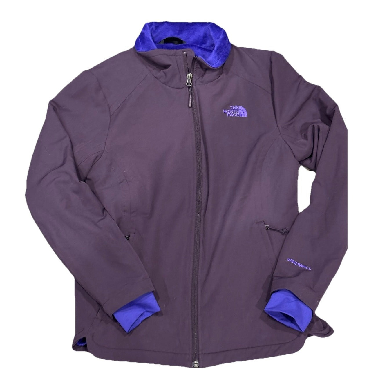 The North Face Windwall Full Zip Jacket Womens Size Medium Purple Fleece Lined