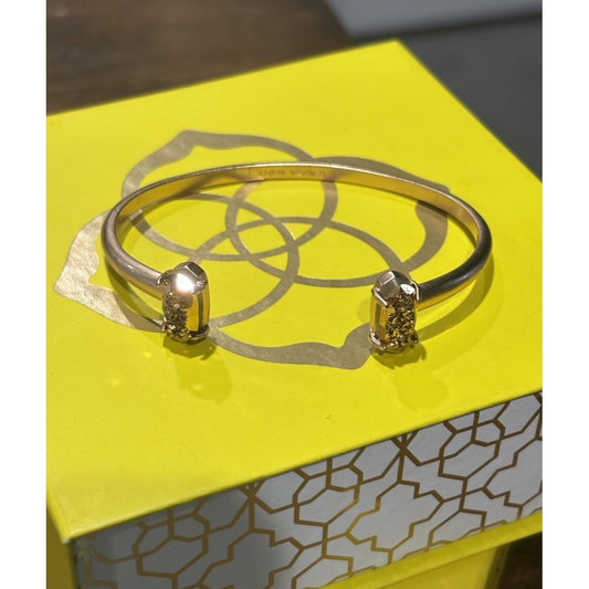 KENDRA SCOTT ROSE GOLD TONE EDIE BRACELET ROSE DRUSY OPEN ADJUSTABLE
