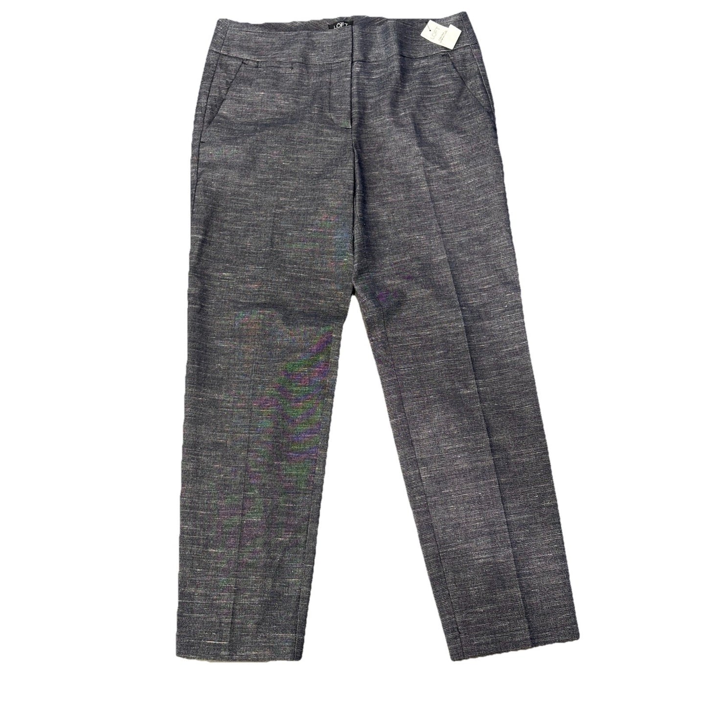 Ann Taylor LOFT Marisa Blue Blended Linen/Poly  Cropped Trouser Pants Size 4 NWT