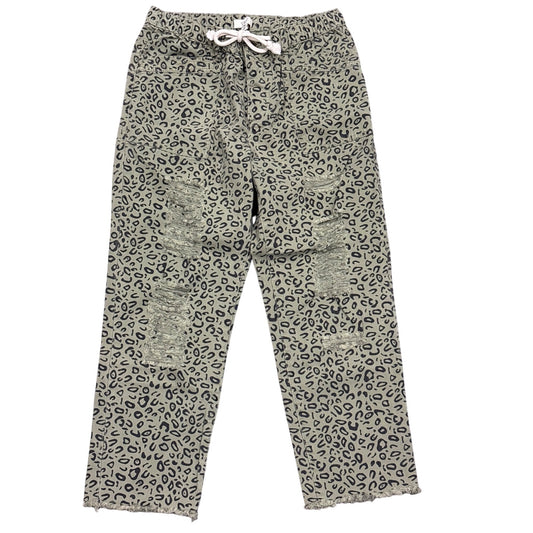 Leopard Print Elastic Waist Pants M Casual Style