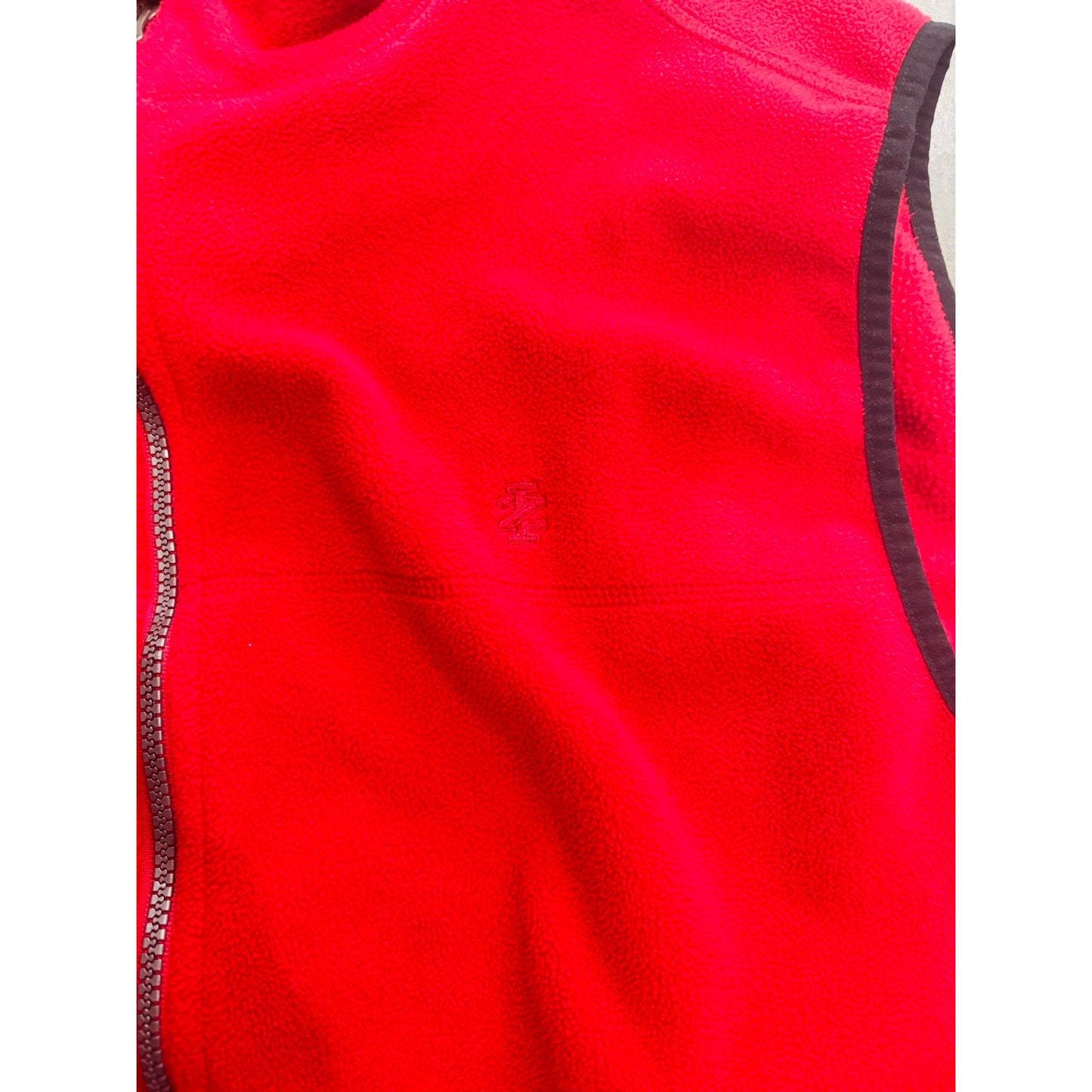 Izod Sweater Men Large Adult Red Full Zip Fleece Sleeveless Polyester Vest