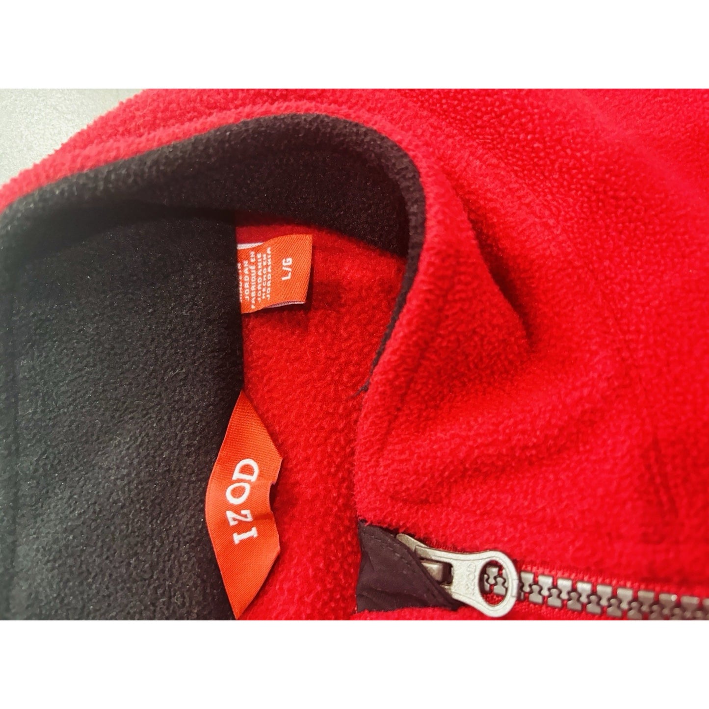 Izod Sweater Men Large Adult Red Full Zip Fleece Sleeveless Polyester Vest