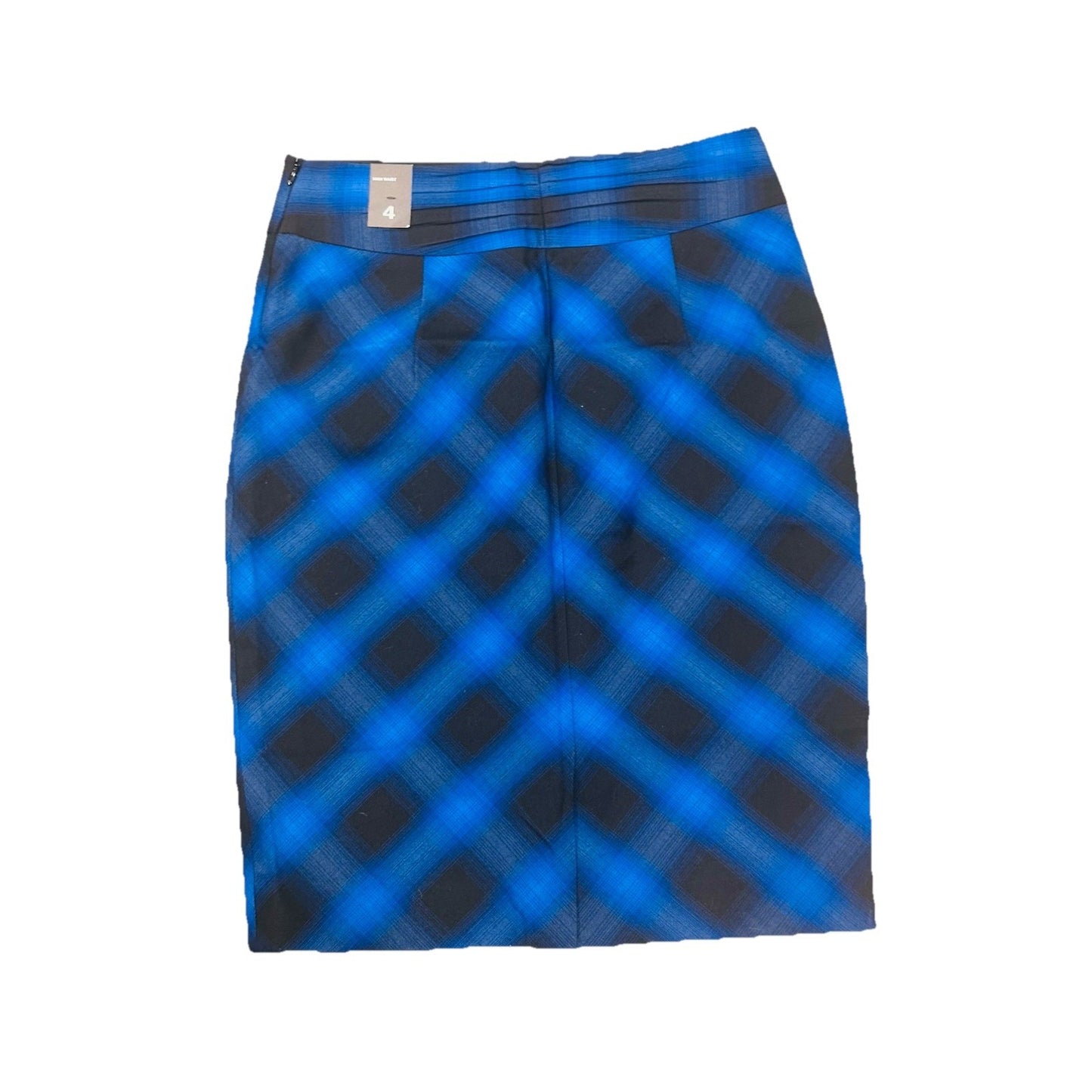 NWT The Limited Black Blue Plaid Straight Pencil Skirt Size 4